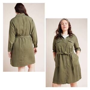 EUC Anthropologie Cloth & Stone Eryn Utility Shirtdress Women’s Size XS Green